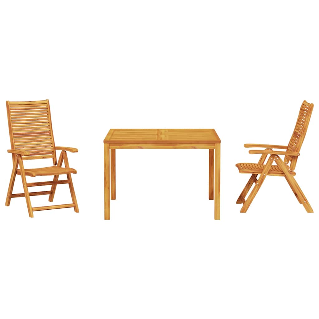 Garden Dining Set Folding 3 pcs Brown Solid Acacia Wood