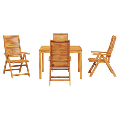 Garden Dining Set Folding 5 pcs Brown Solid Acacia Wood