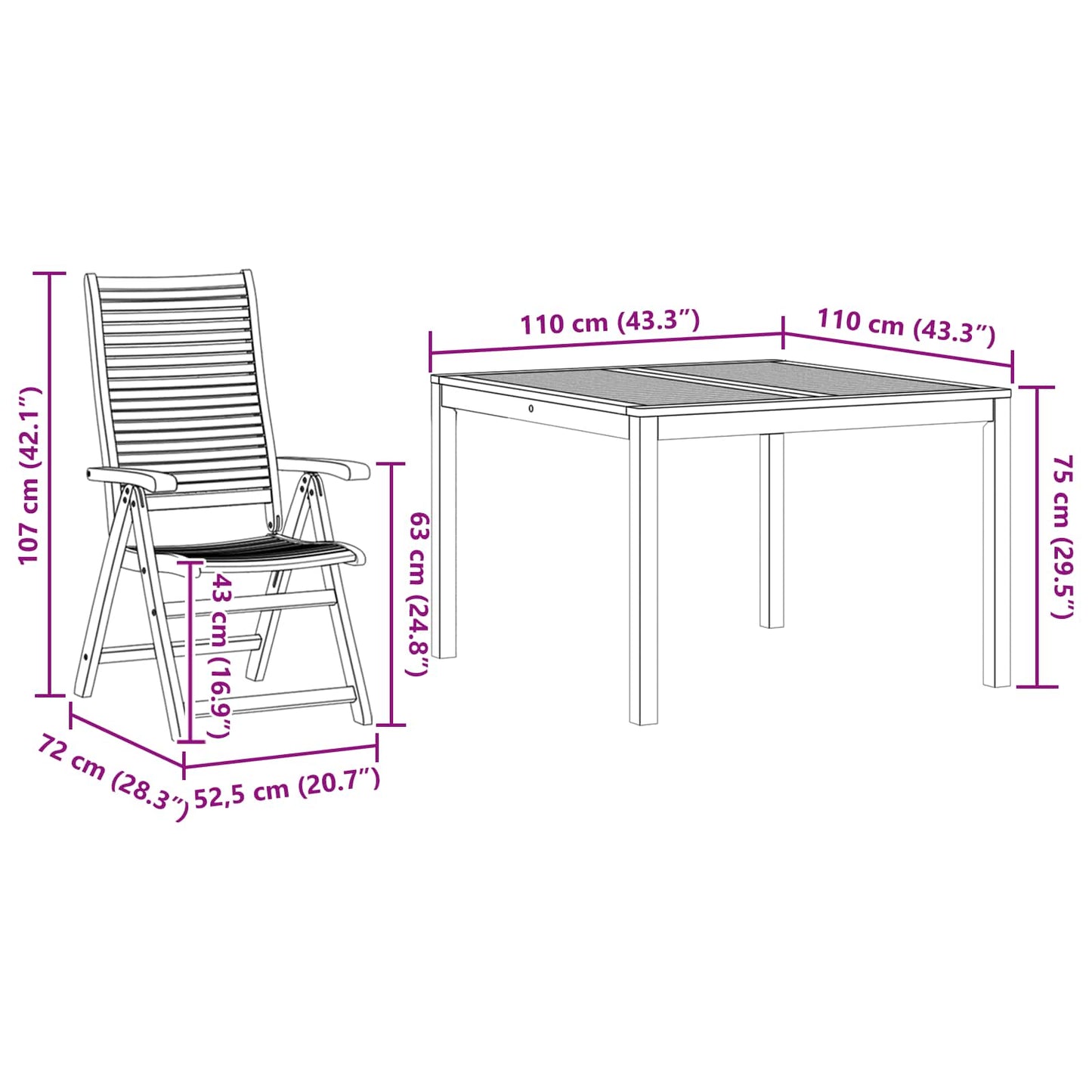 Garden Dining Set Folding 5 pcs Brown Solid Acacia Wood