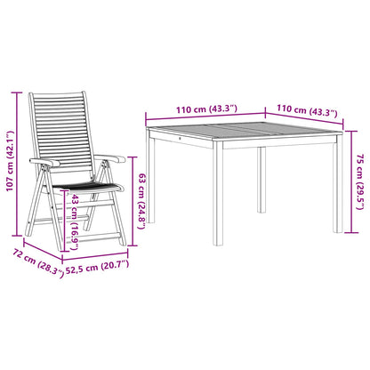 Garden Dining Set Folding 5 pcs Brown Solid Acacia Wood