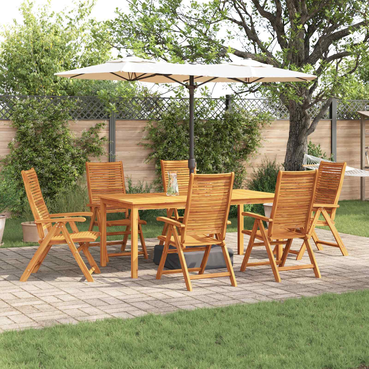Garden Dining Set 7 pcs Brown Solid Acacia Wood