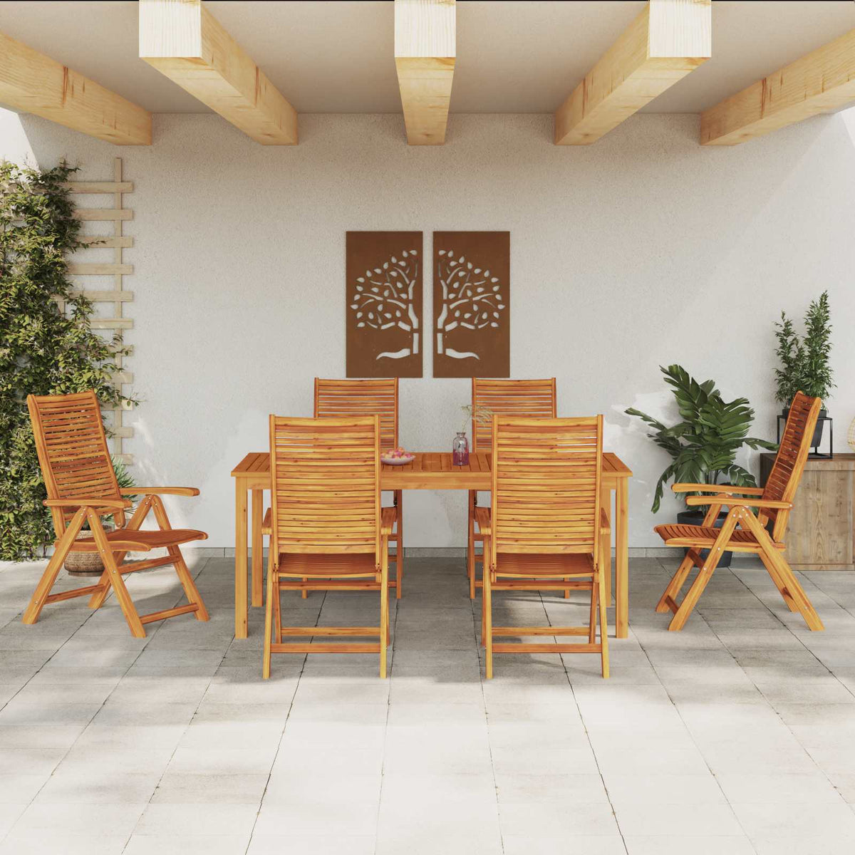 Garden Dining Set 7 pcs Brown Solid Acacia Wood