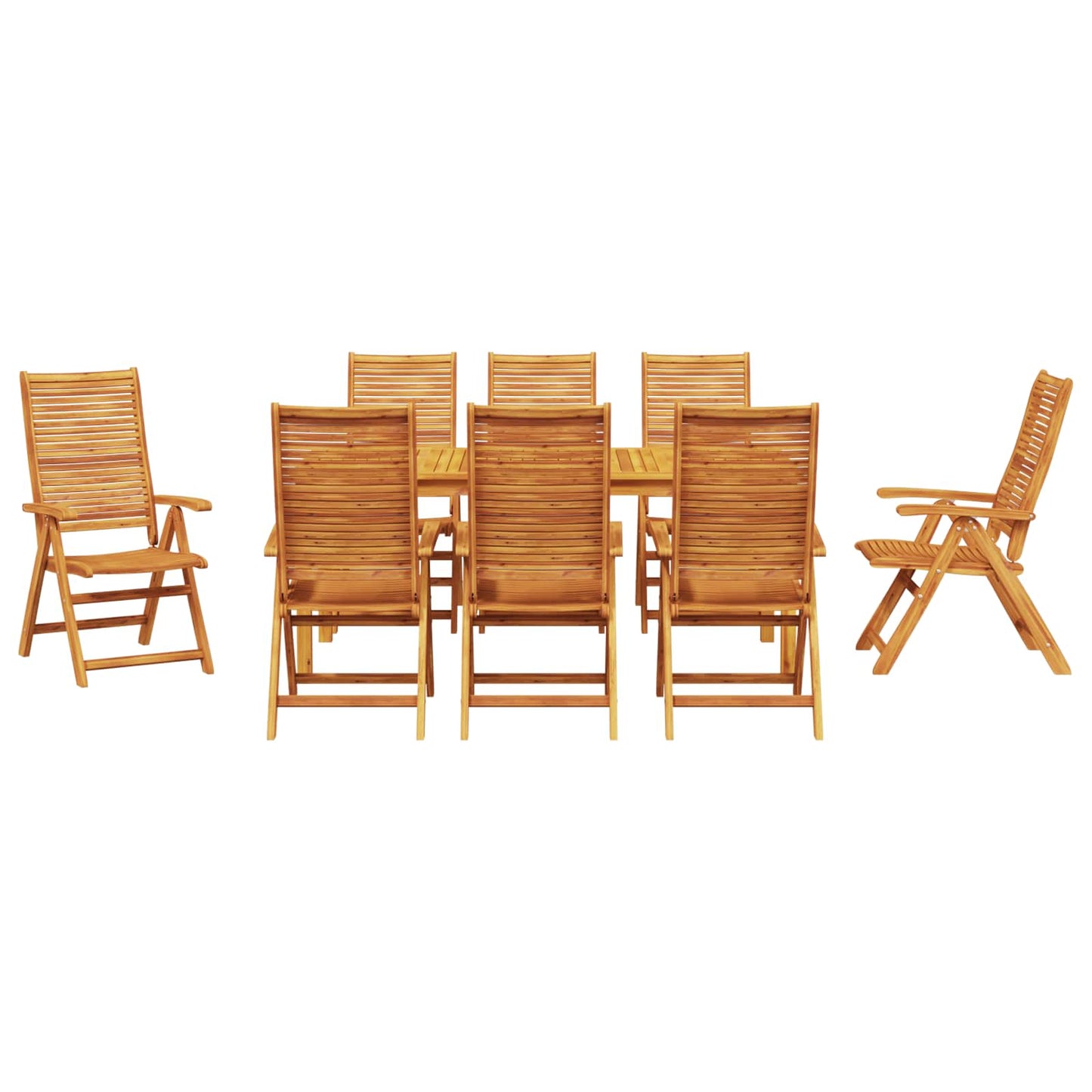 Garden Dining Set Folding 9 pcs Brown Solid Acacia Wood
