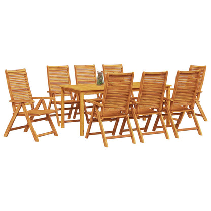 Garden Dining Set Folding 9 pcs Brown Solid Acacia Wood