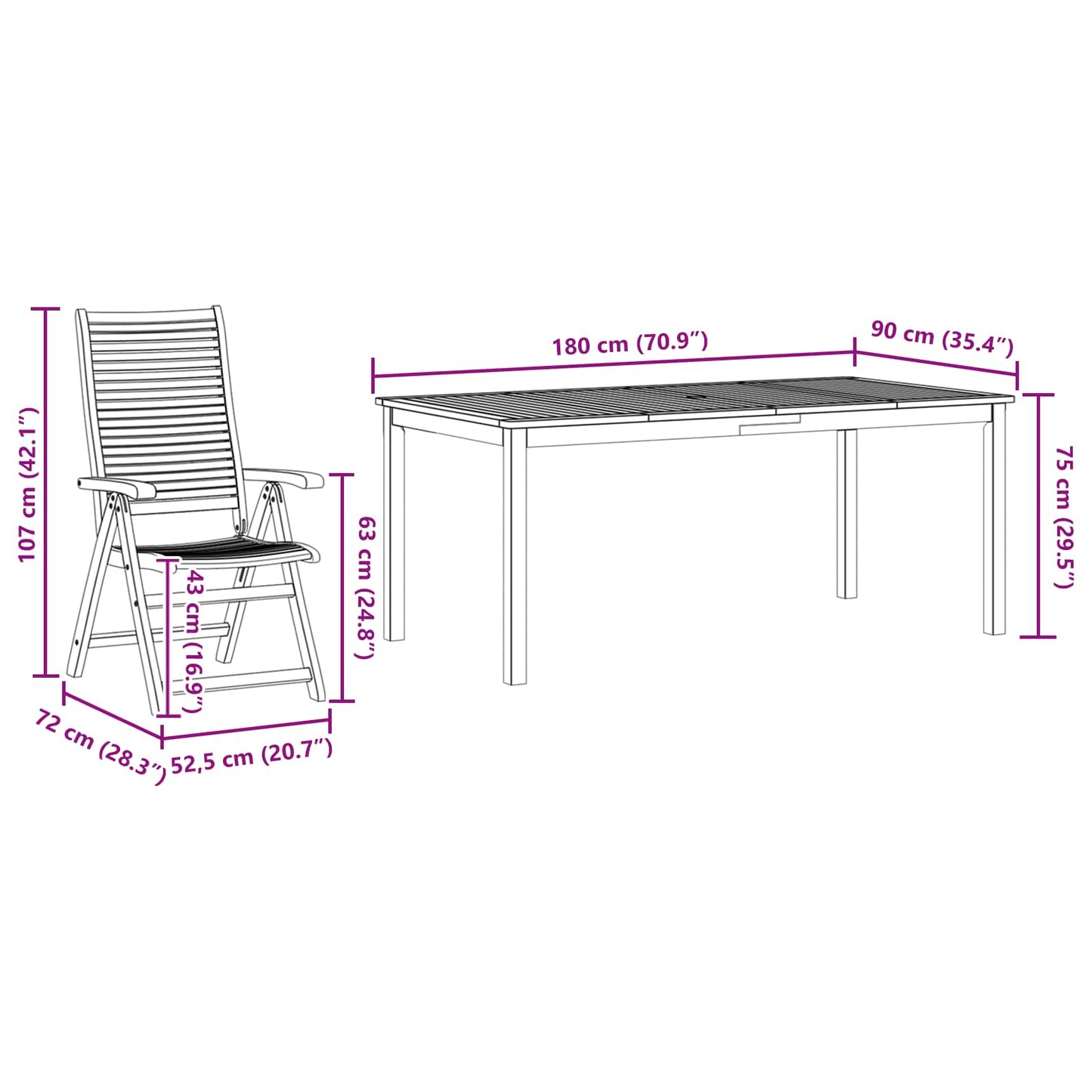 Garden Dining Set Folding 9 pcs Brown Solid Acacia Wood