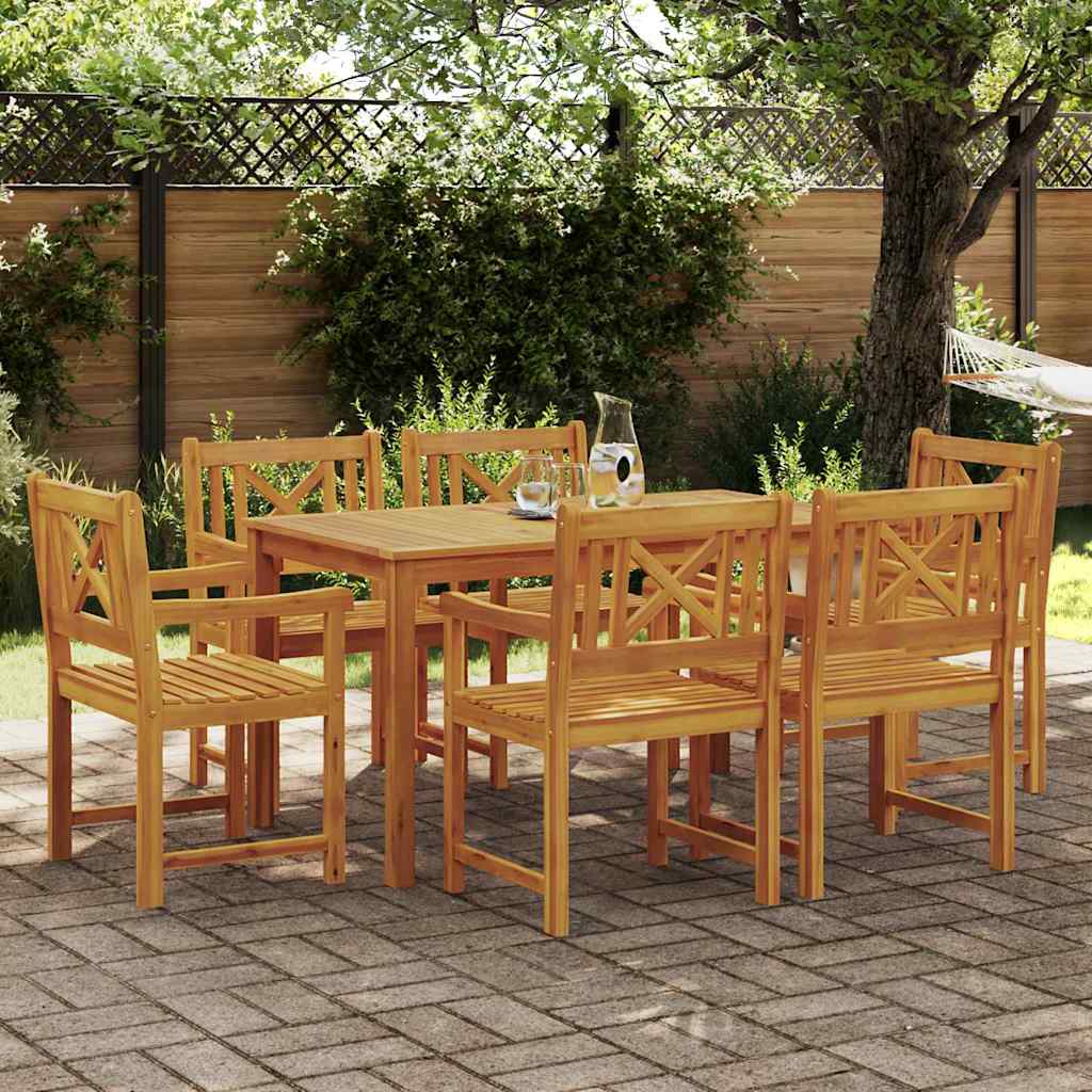 Garden Dining Set 7 pcs Brown Solid Acacia Wood