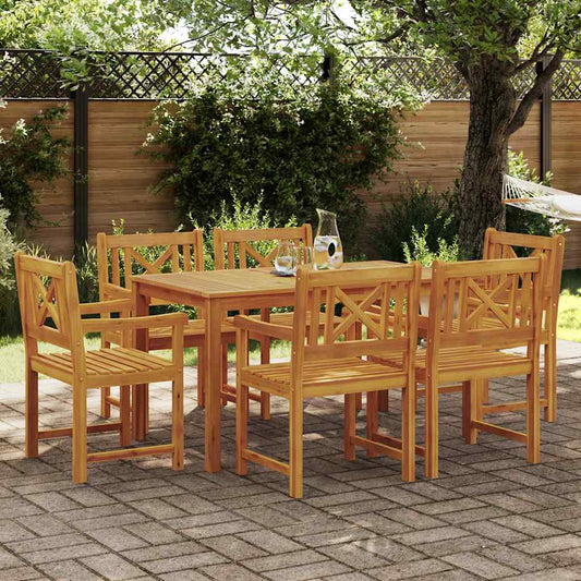 Garden Dining Set 7 pcs Brown Solid Acacia Wood