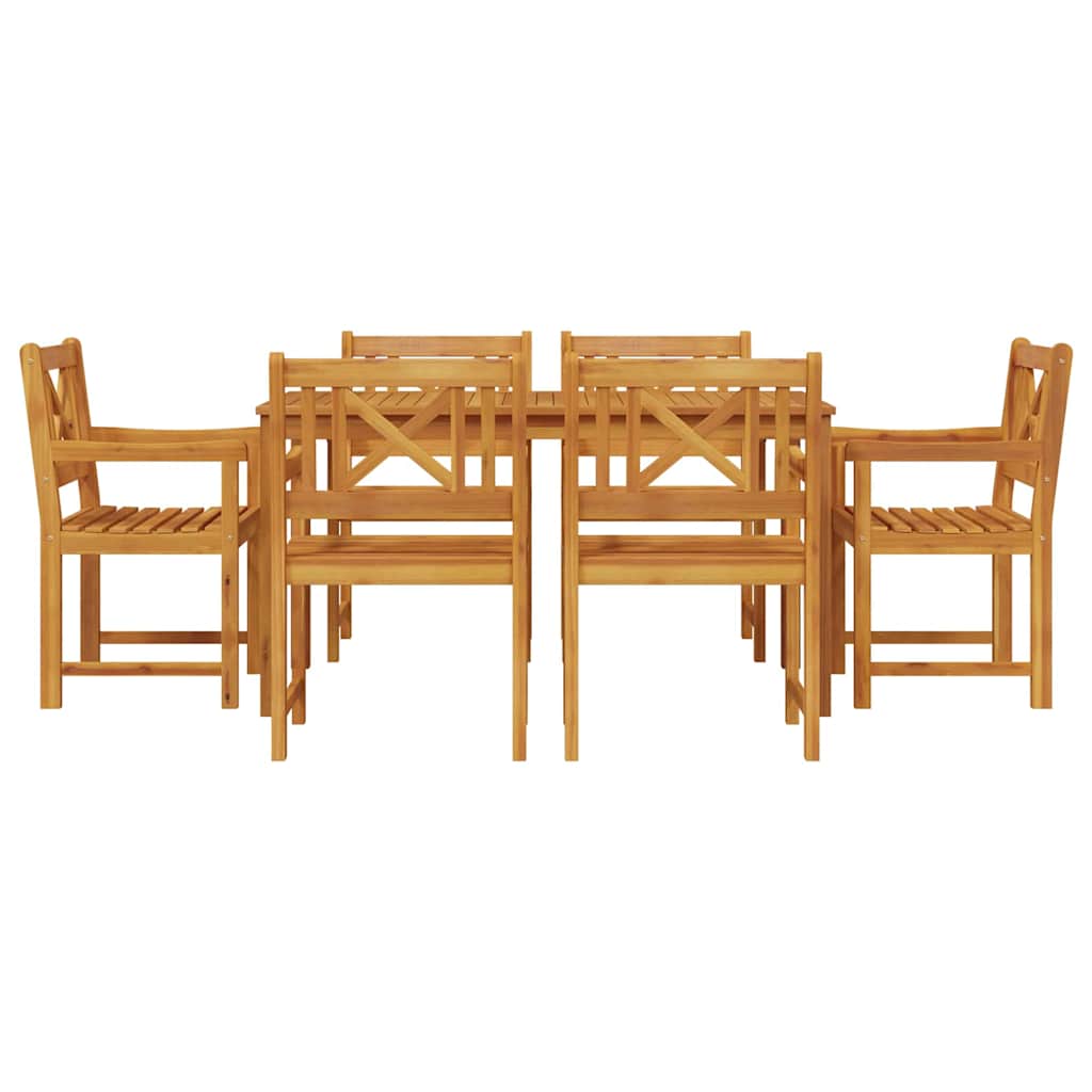 Garden Dining Set 7 pcs Brown Solid Acacia Wood