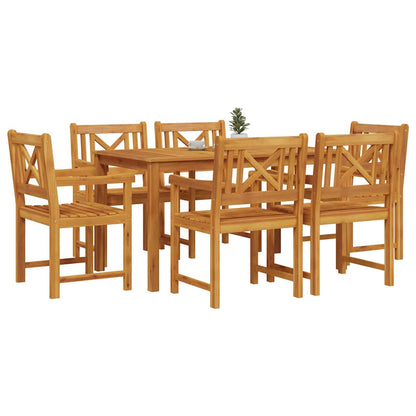Garden Dining Set 7 pcs Brown Solid Acacia Wood