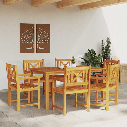Garden Dining Set 7 pcs Brown Solid Acacia Wood
