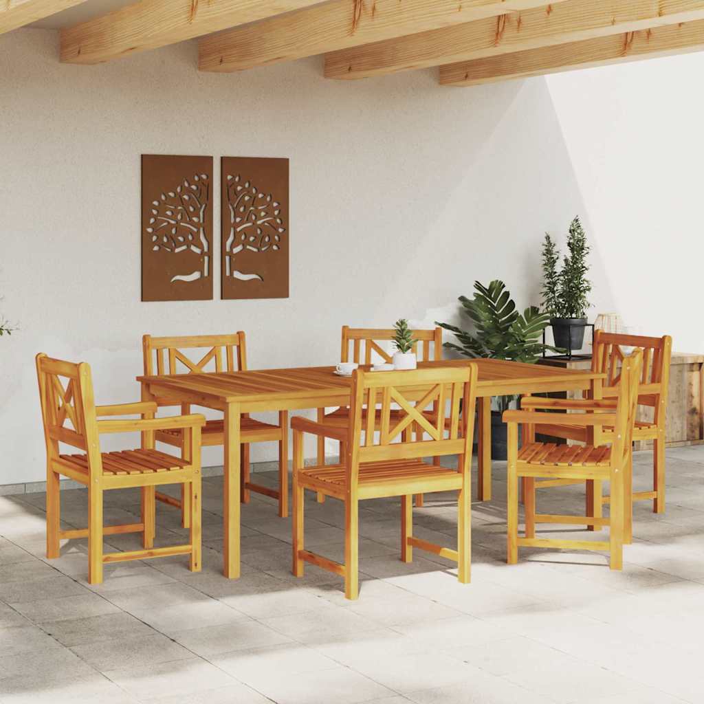 Garden Dining Set 7 pcs Brown Solid Acacia Wood