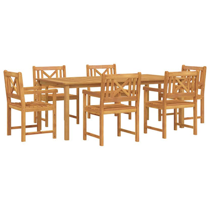 Garden Dining Set 7 pcs Brown Solid Acacia Wood