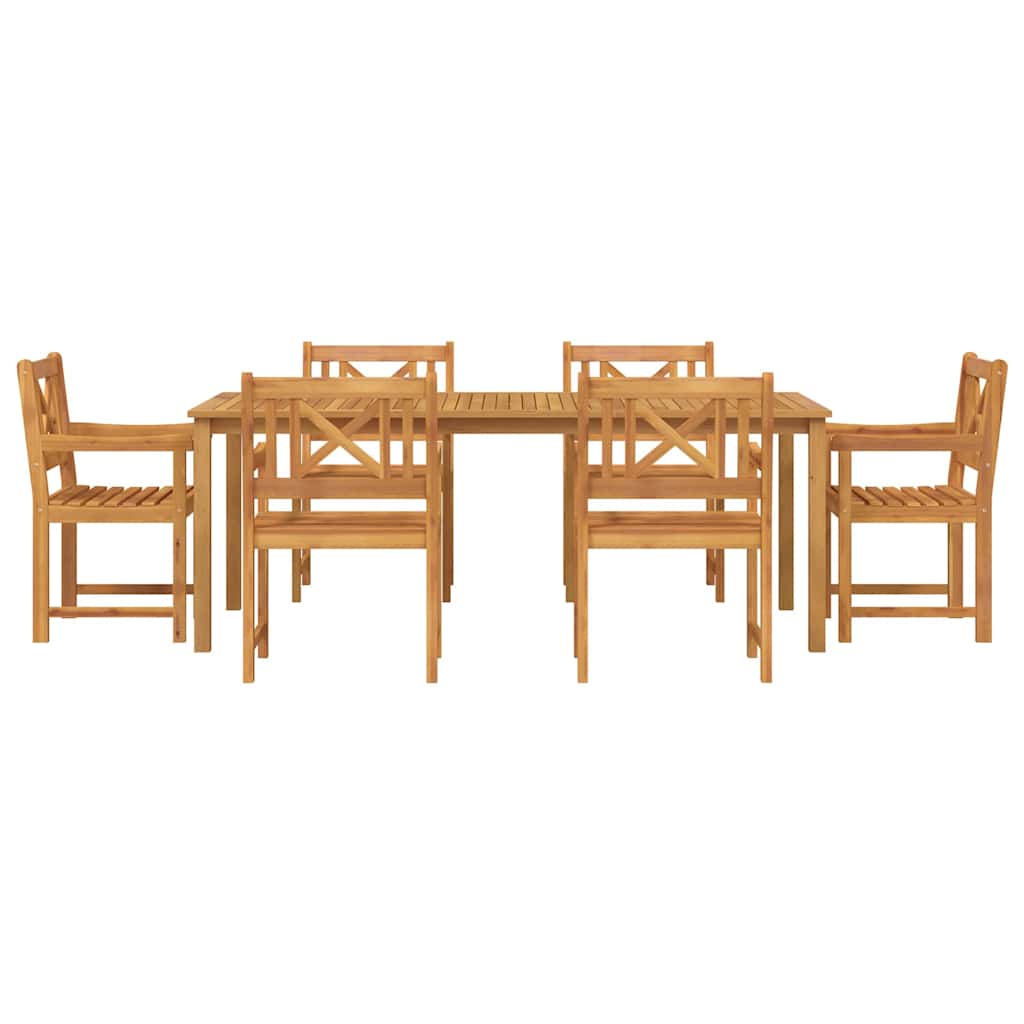 Garden Dining Set 7 pcs Brown Solid Acacia Wood