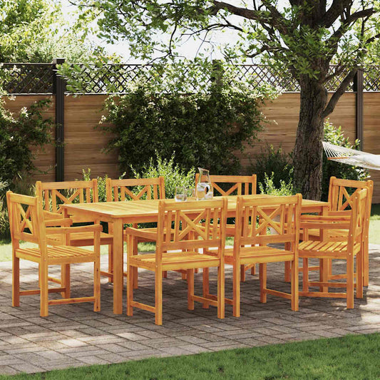 Garden Dining Set 9 pcs Brown Solid Acacia Wood