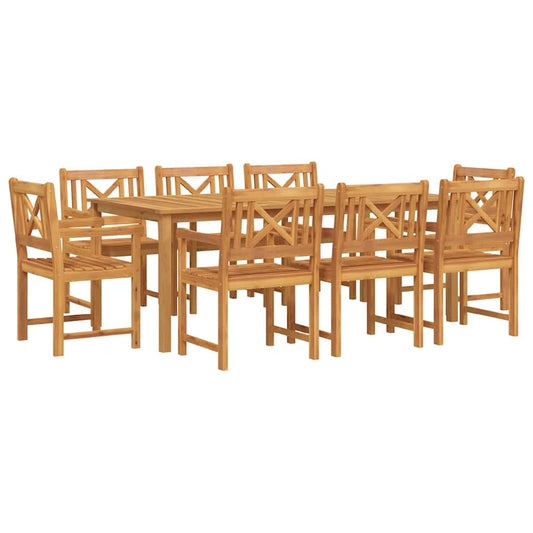 Garden Dining Set 9 pcs Brown Solid Acacia Wood