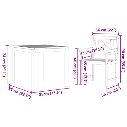 Garden Dining Set 3 pcs Brown Solid Acacia wood