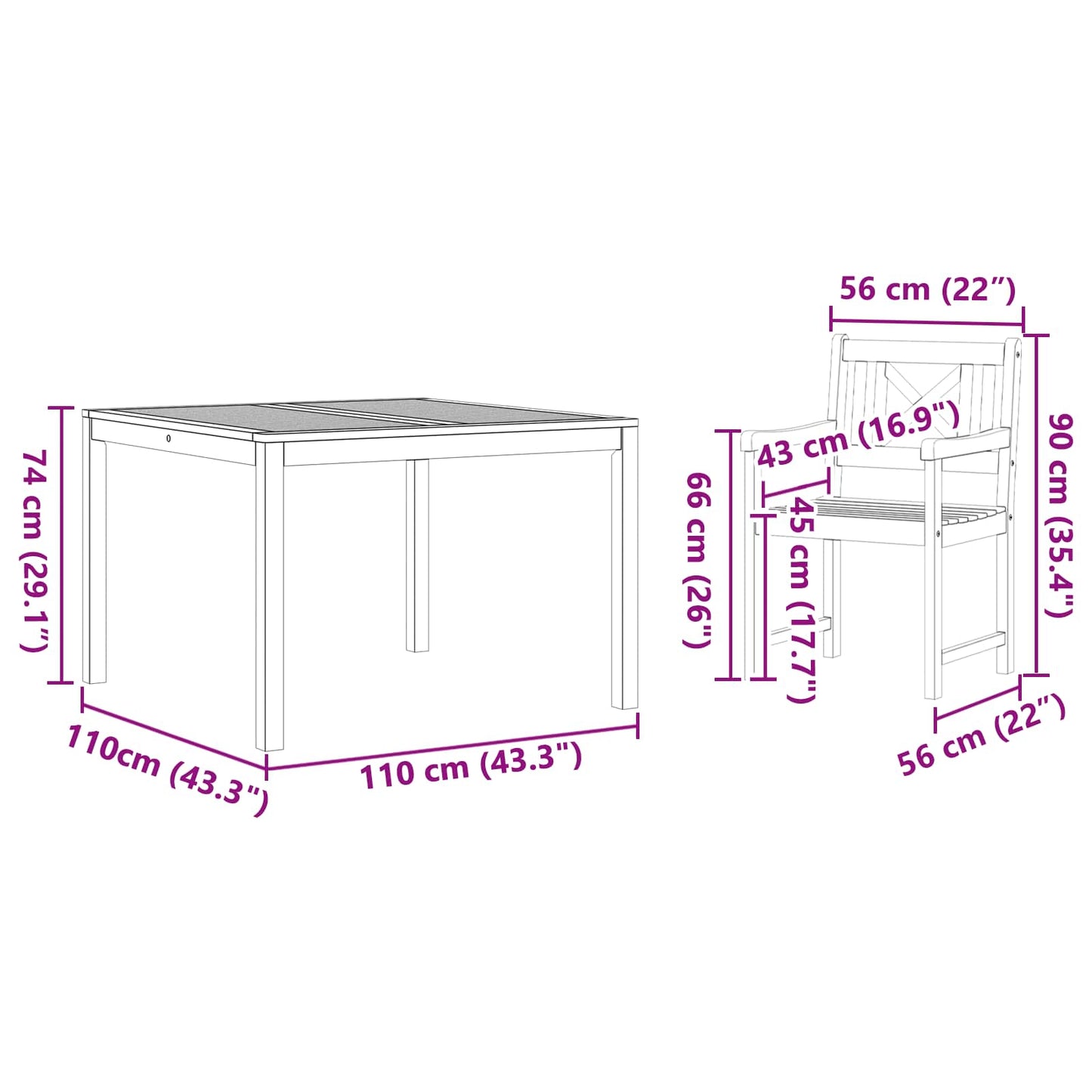 Garden Dining Set 3 pcs Brown Solid Acacia wood