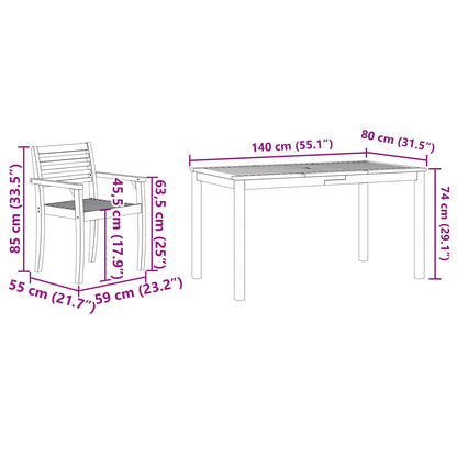 Garden Dining Set 5 pcs Brown Solid Acacia Wood
