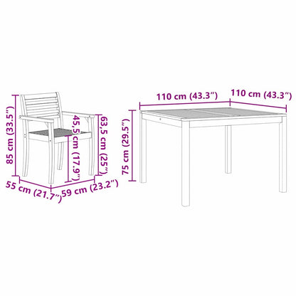 Garden Dining Set 3 pcs Brown Solid Acacia Wood