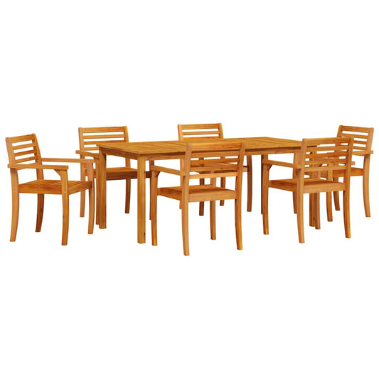 Garden Dining Set 7 pcs Brown Solid Acacia Wood