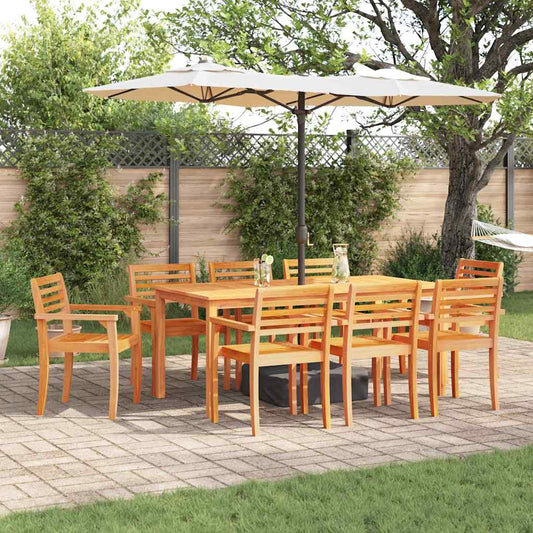 Garden Dining Set 9 pcs Brown Solid Acacia Wood