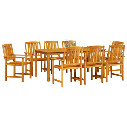 Garden Dining Set 9 pcs Brown Solid Acacia Wood