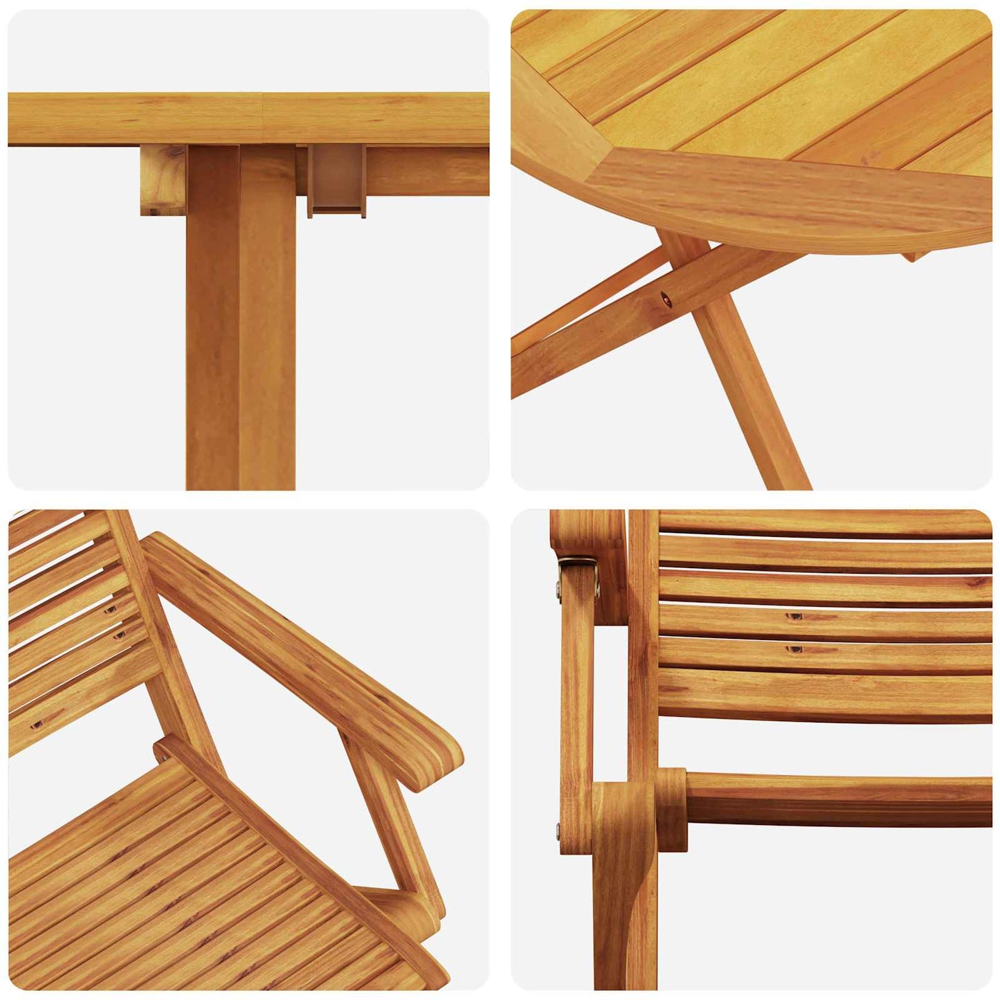 Folding Bistro Set Folding 3 pcs Brown Solid Acacia Wood