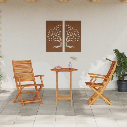 Folding Bistro Set Folding 3 pcs Brown Solid Acacia Wood