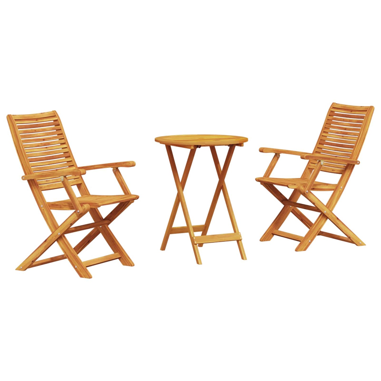 Folding Bistro Set Folding 3 pcs Brown Solid Acacia Wood