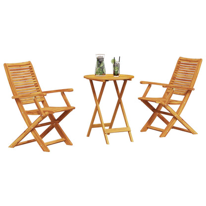 Folding Bistro Set Folding 3 pcs Brown Solid Acacia Wood