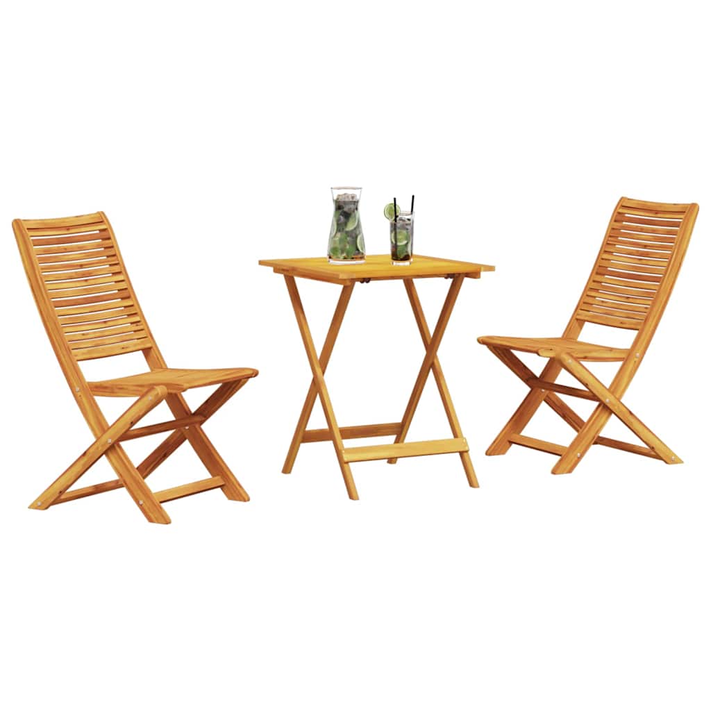 Folding Bistro Set 3 pcs Brown Solid Acacia Wood