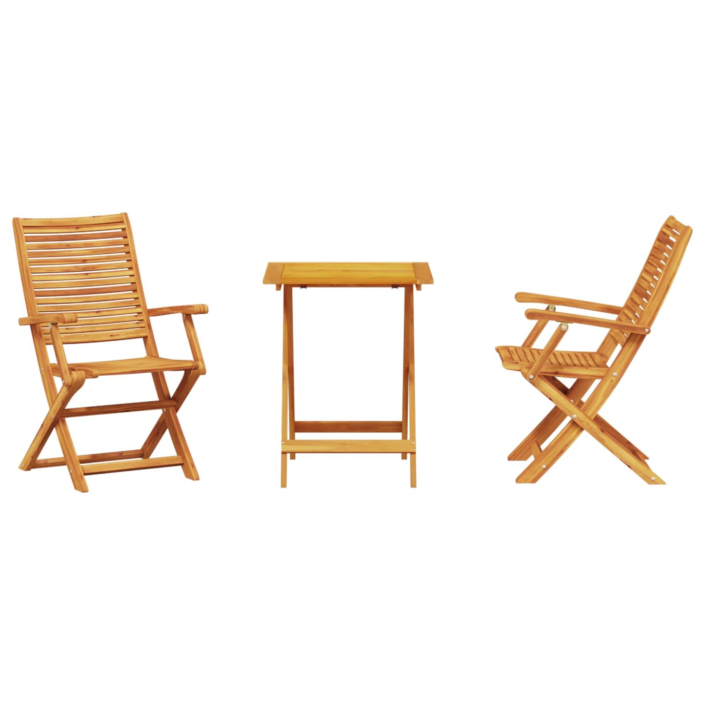 Folding Bistro Set Folding 3 pcs Brown Solid Acacia Wood