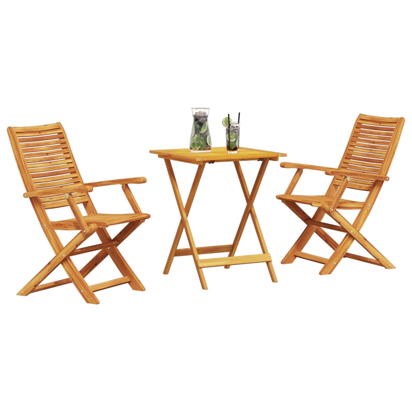 Folding Bistro Set Folding 3 pcs Brown Solid Acacia Wood