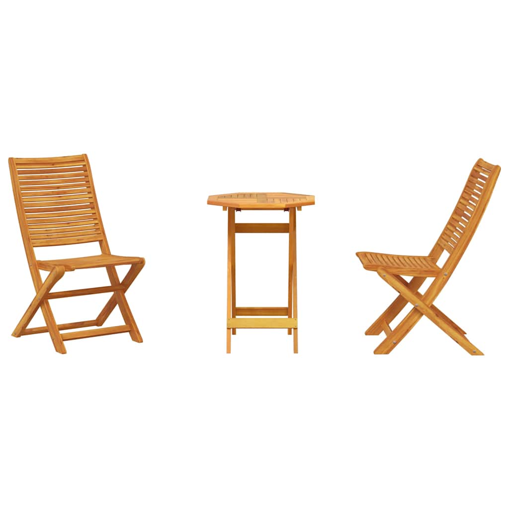 Folding Bistro Set Folding 3 pcs Brown Solid Acacia Wood