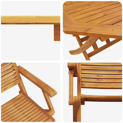 Folding Bistro Set Folding 3 pcs Brown Solid Acacia Wood