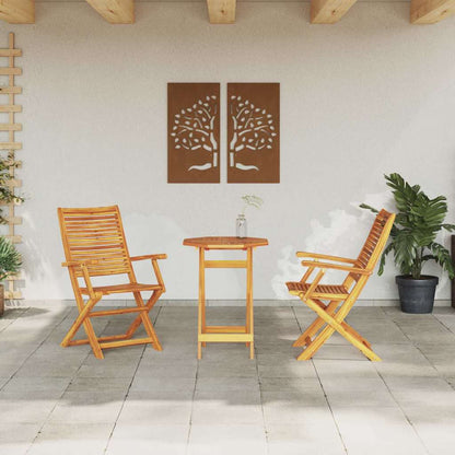 Folding Bistro Set Folding 3 pcs Brown Solid Acacia Wood