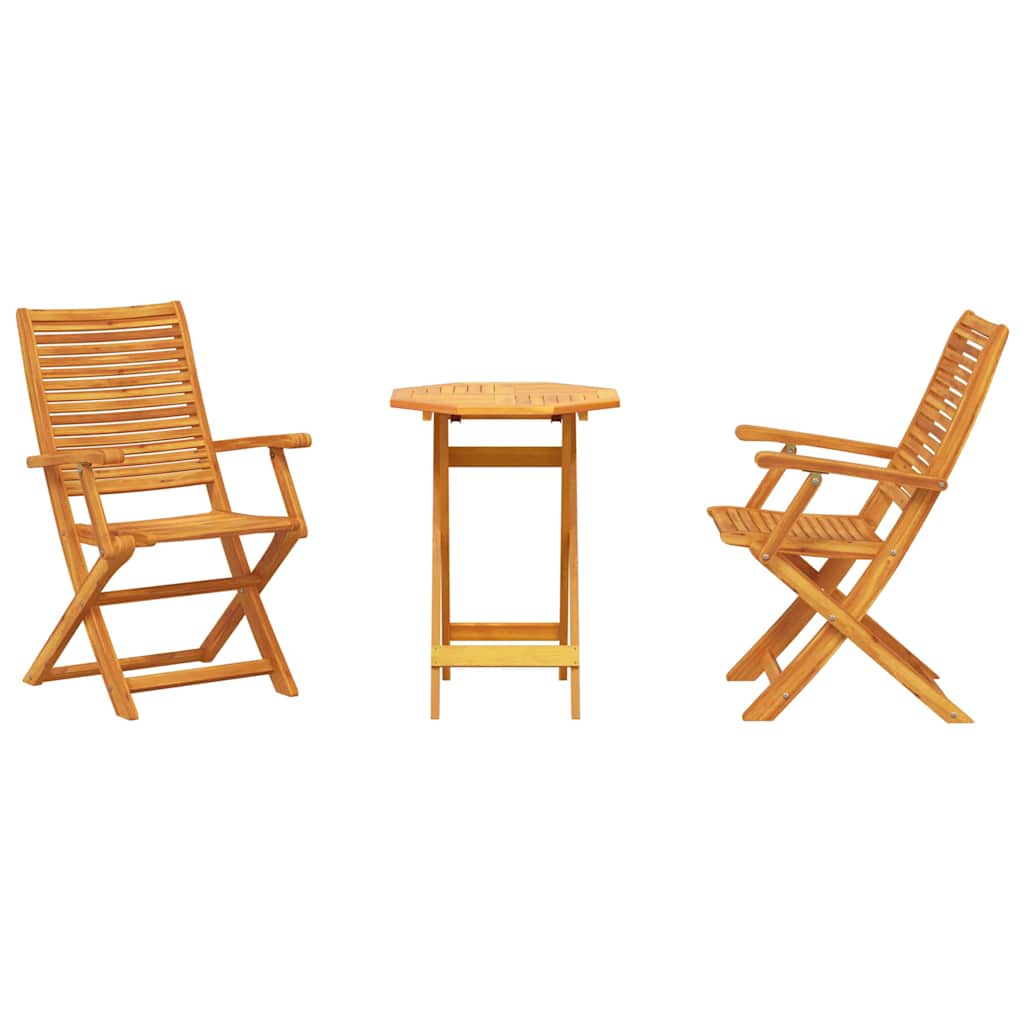 Folding Bistro Set Folding 3 pcs Brown Solid Acacia Wood