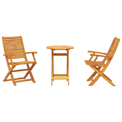 Folding Bistro Set Folding 3 pcs Brown Solid Acacia Wood