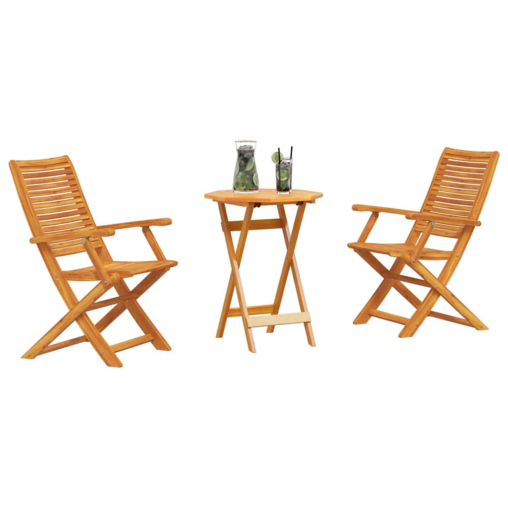 Folding Bistro Set Folding 3 pcs Brown Solid Acacia Wood