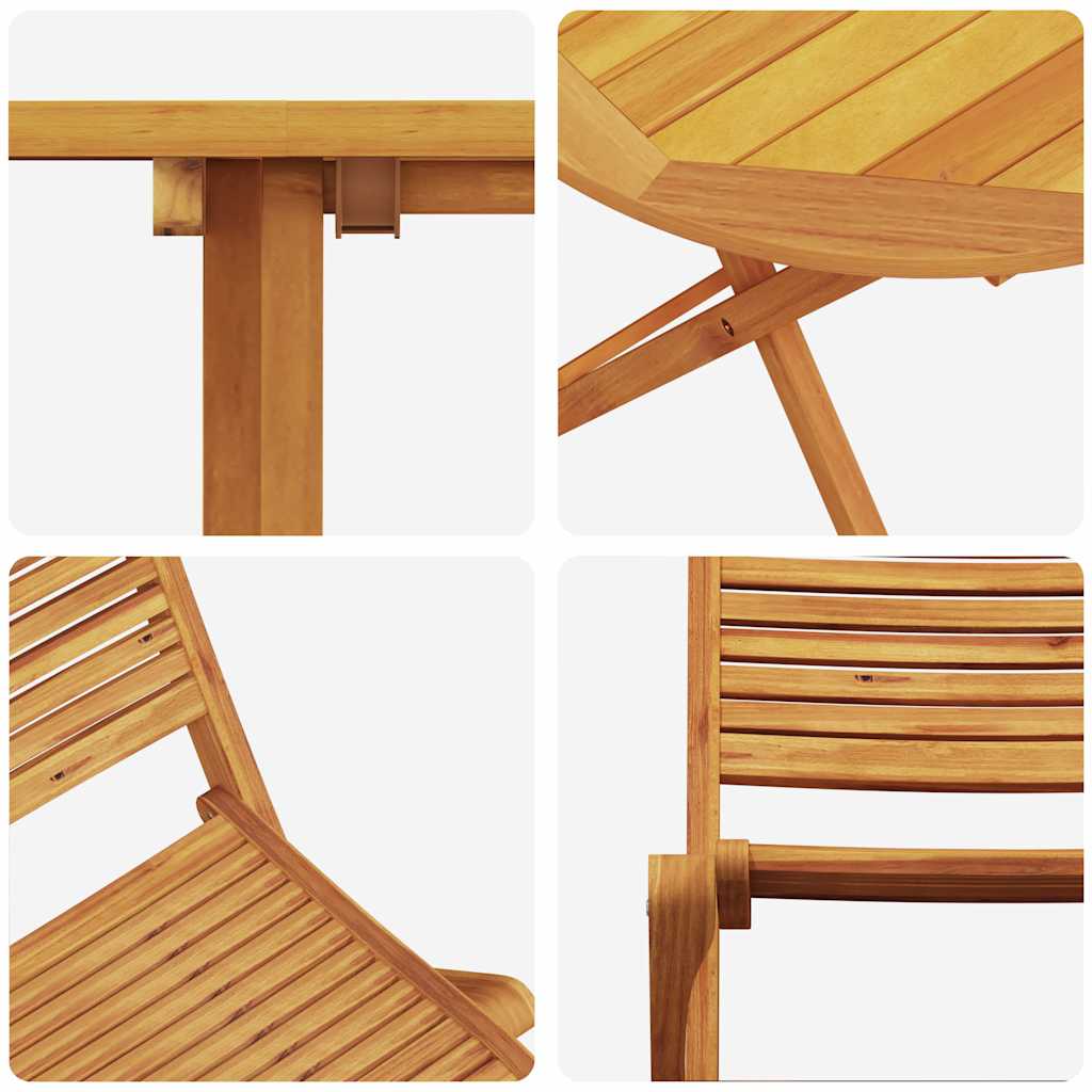 Folding Bistro Set 3 pcs Brown Solid Acacia Wood