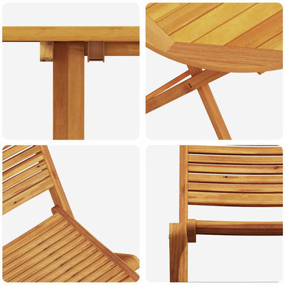 Folding Bistro Set 3 pcs Brown Solid Acacia Wood