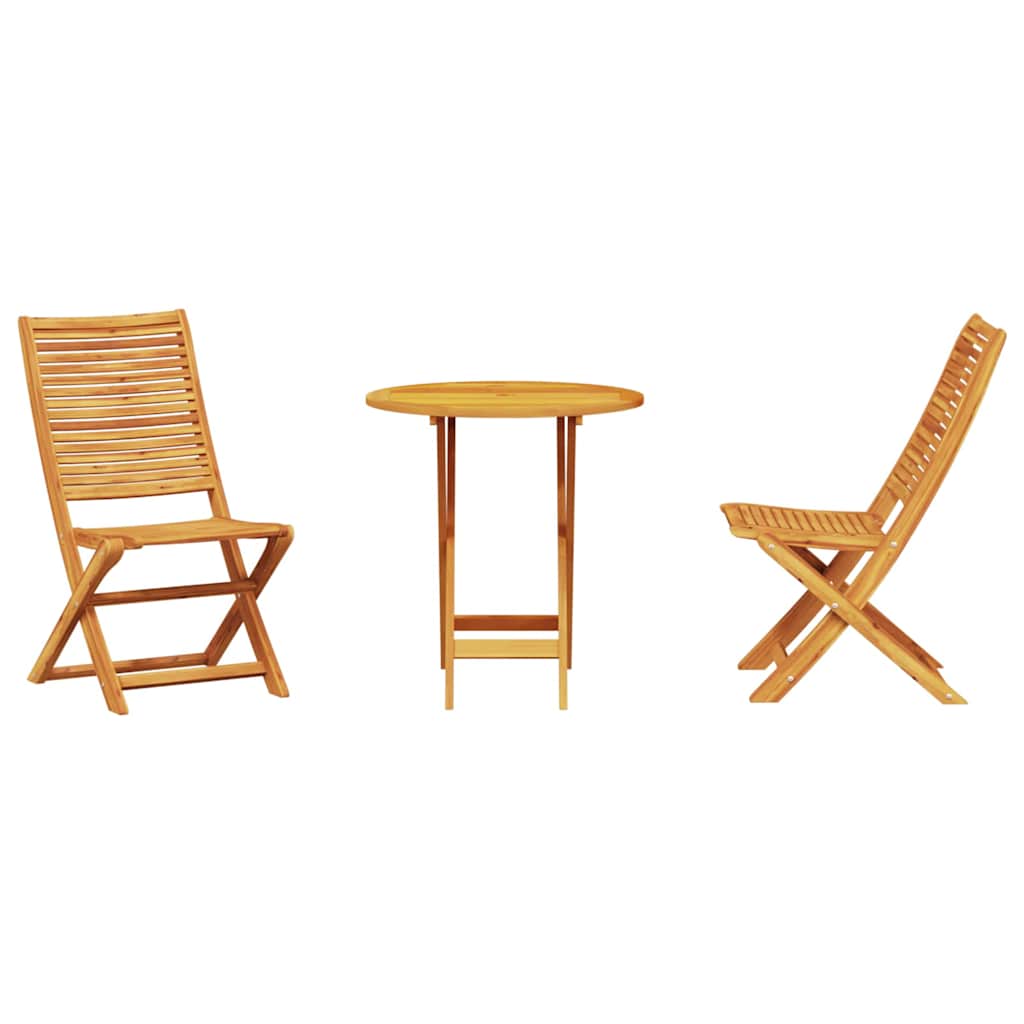 Folding Bistro Set 3 pcs Brown Solid Acacia Wood