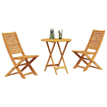 Folding Bistro Set 3 pcs Brown Solid Acacia Wood