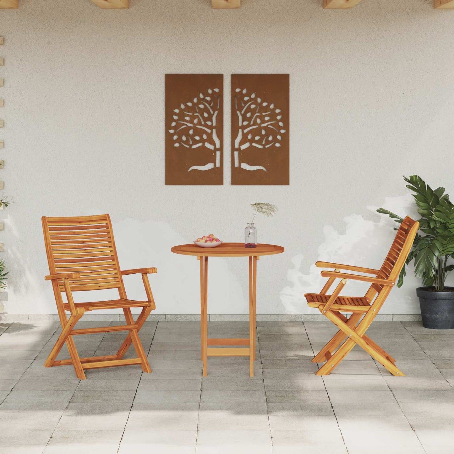 Folding Bistro Set Folding 3 pcs Brown Solid Acacia Wood