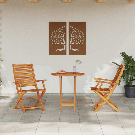 Folding Bistro Set Folding 3 pcs Brown Solid Acacia Wood