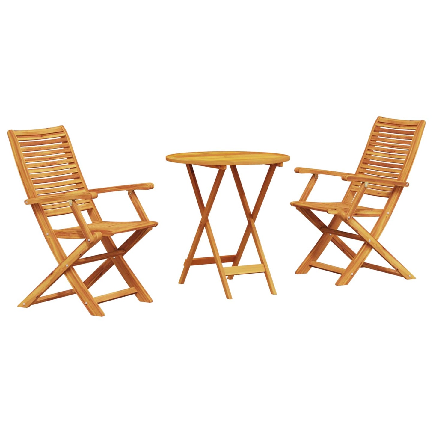 Folding Bistro Set Folding 3 pcs Brown Solid Acacia Wood