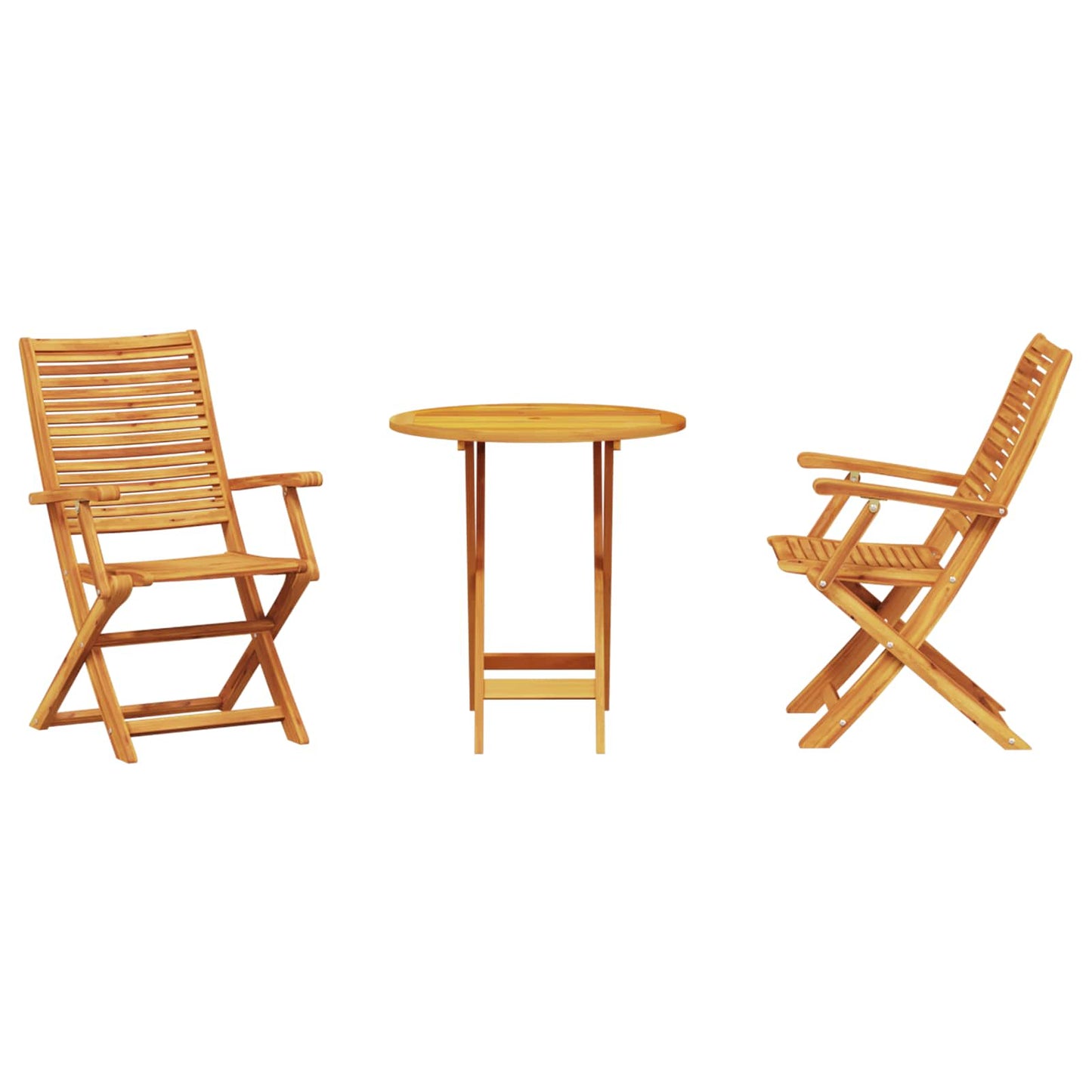 Folding Bistro Set Folding 3 pcs Brown Solid Acacia Wood