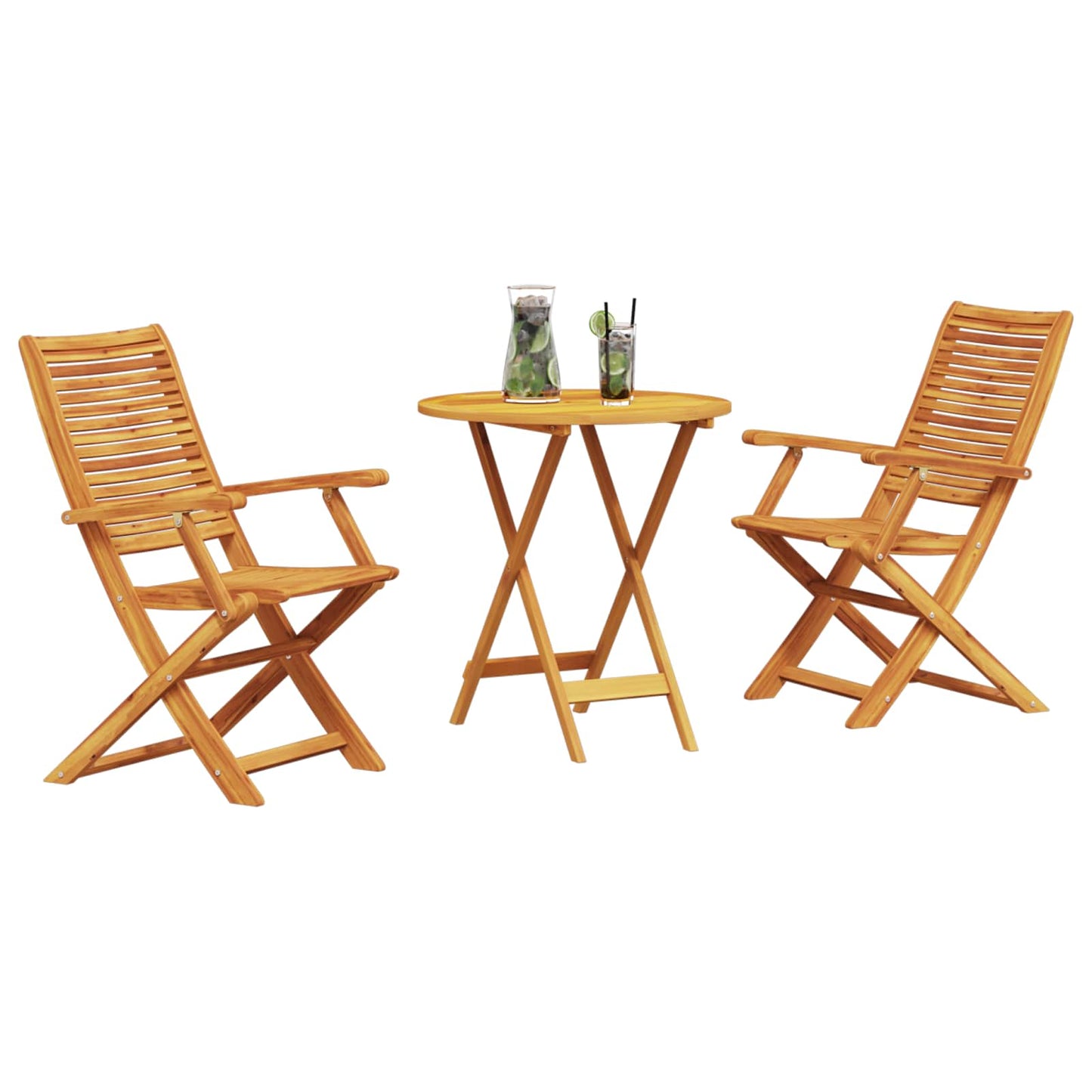 Folding Bistro Set Folding 3 pcs Brown Solid Acacia Wood