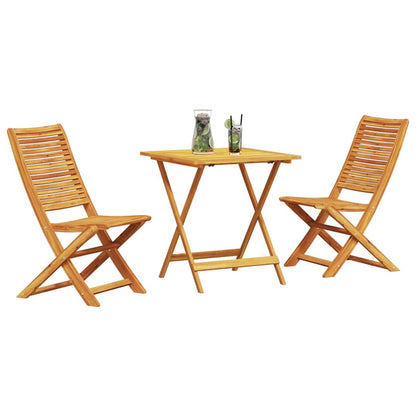 Folding Bistro Set 3 pcs Brown Solid Acacia Wood