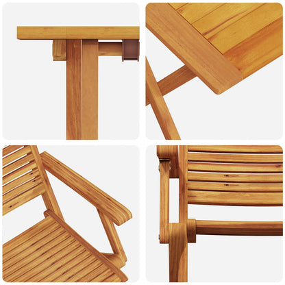 Folding Bistro Set Folding 3 pcs Brown Solid Acacia Wood